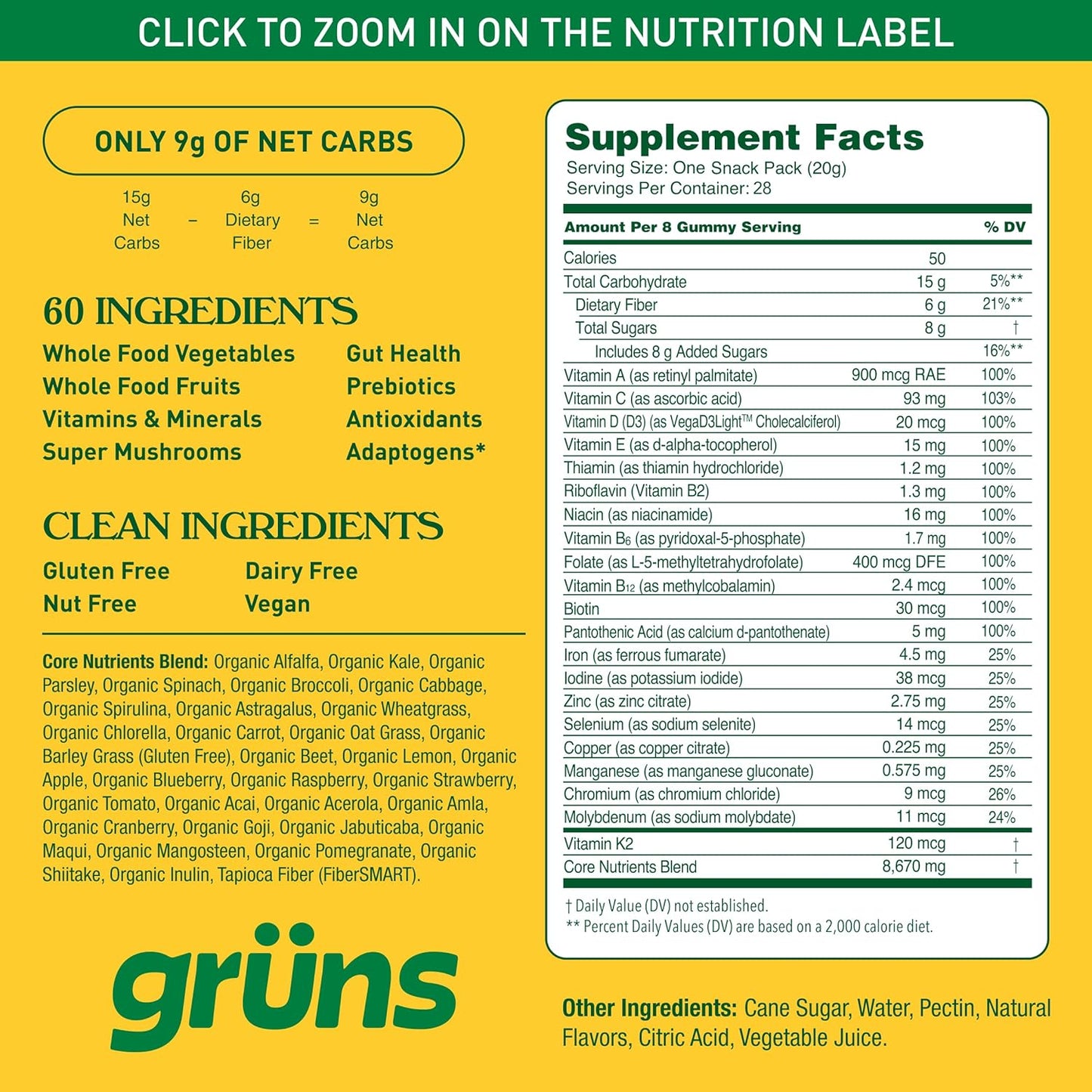 Gruns Adults Super Greens Gummies
